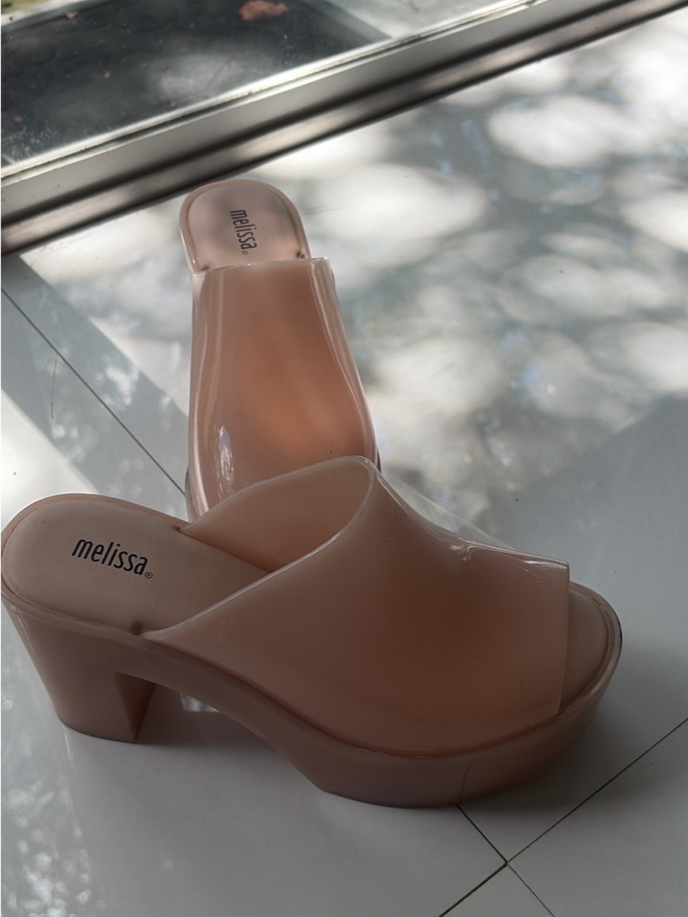 NEW - Melissa Blush Nude Platform Slide Mules